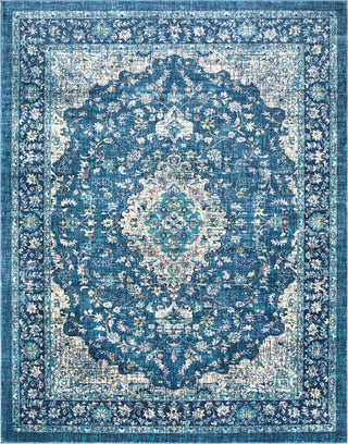 Surya Tharunaya THN-1037 Navy Teal Silver Gray Medium Saffron Cream Area Rug Main Image 8 X 10