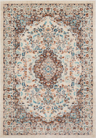 Surya Tharunaya THN-1038 Burnt Orange Dark Brown Cream Light Gray Aqua Blue Saffron Area Rug main image