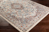 Surya Tharunaya THN-1038 Burnt Orange Dark Brown Cream Light Gray Aqua Blue Saffron Area Rug Corner Image