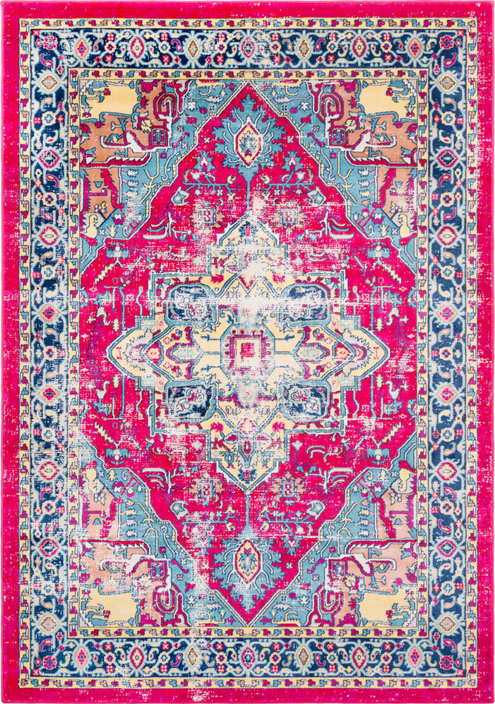 Surya Tharunaya THN-1040 Garnet Bright Red Aqua Dark Blue Yellow Peach Cream Area Rug main image