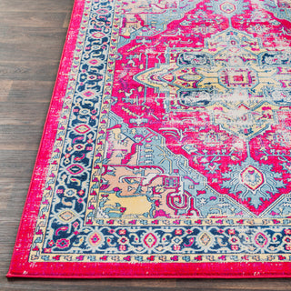 Surya Tharunaya THN-1040 Garnet Bright Red Aqua Dark Blue Yellow Peach Cream Area Rug Detail Image