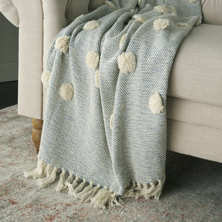 Nourison Throw Dot Woven Blue by Mina Victory 