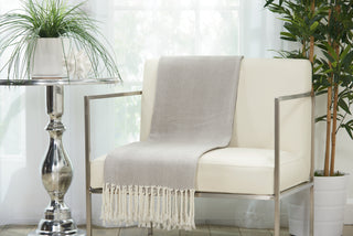 Nourison Throw Organic Cotton Grey by Mina Victory  Feature