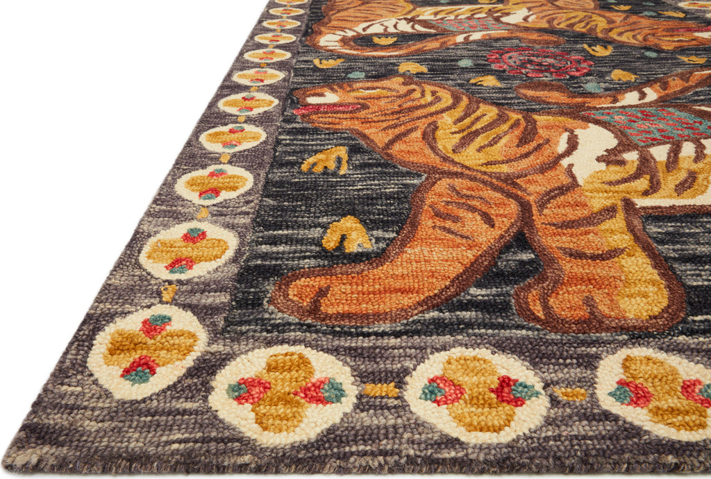 Loloi Tigress TIG-02 Charcoal / Tangerine Area Rug by Justina Blakeney Corner Featured
