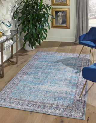 Unique Loom Timeless LEO-RVVL1 Blue Area Rug Rectangle Lifestyle Image