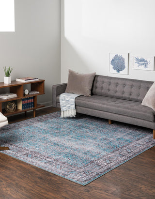 Unique Loom Timeless LEO-RVVL1 Blue Area Rug Square Lifestyle Image