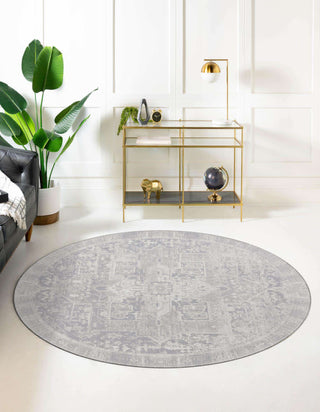 Unique Loom Timeless LEO-RVVL10 Gray Area Rug Round Lifestyle Image