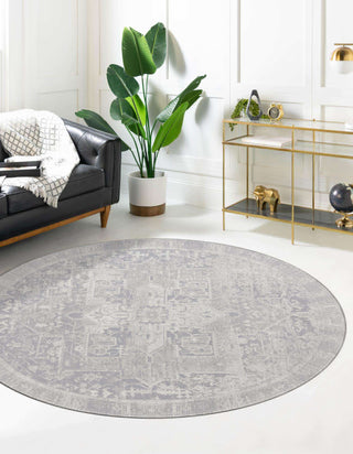 Unique Loom Timeless LEO-RVVL10 Gray Area Rug Round Lifestyle Image