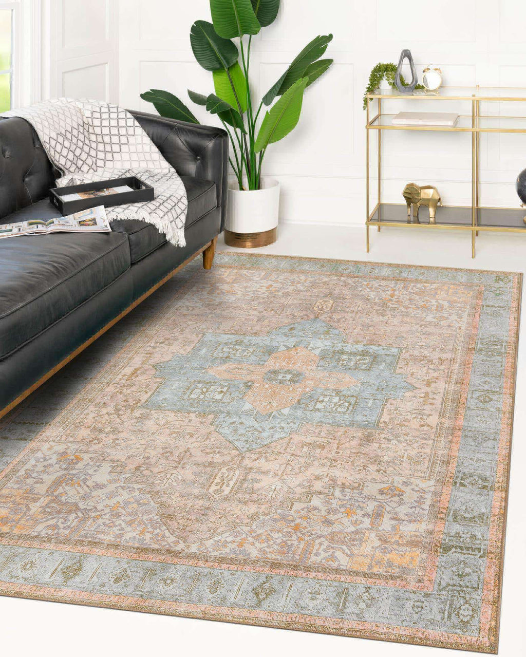 Unique Loom Timeless LEO-RVVL10 Light Brown Area Rug Rectangle Lifestyle Image Feature