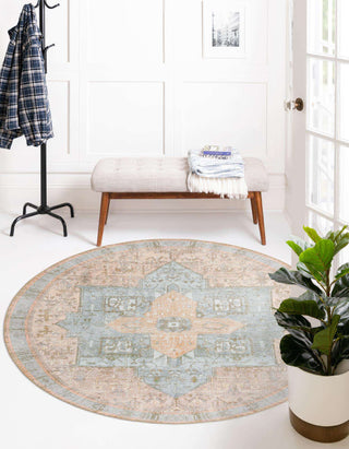 Unique Loom Timeless LEO-RVVL10 Light Brown Area Rug Round Lifestyle Image