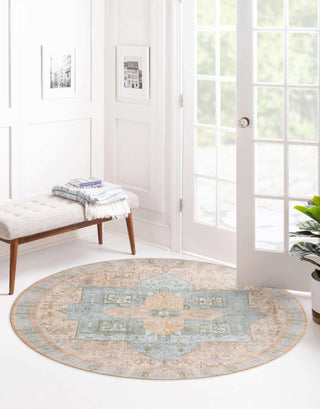 Unique Loom Timeless LEO-RVVL10 Light Brown Area Rug Round Lifestyle Image