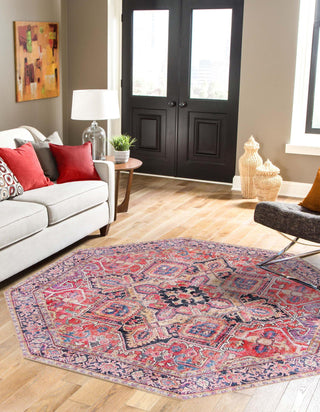 Unique Loom Timeless LEO-RVVL11 Red Area Rug Octagon Lifestyle Image