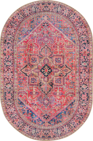 Unique Loom Timeless LEO-RVVL11 Red Area Rug Oval Top-down Image