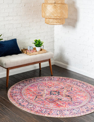 Unique Loom Timeless LEO-RVVL11 Red Area Rug Round Lifestyle Image