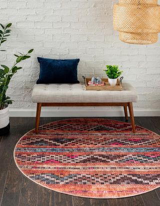 Unique Loom Timeless LEO-RVVL12 Multi Area Rug Round Lifestyle Image