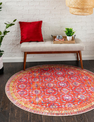 Unique Loom Timeless LEO-RVVL13 Red Area Rug Round Lifestyle Image