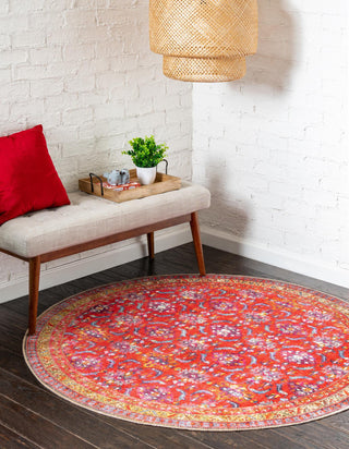 Unique Loom Timeless LEO-RVVL13 Red Area Rug Round Lifestyle Image