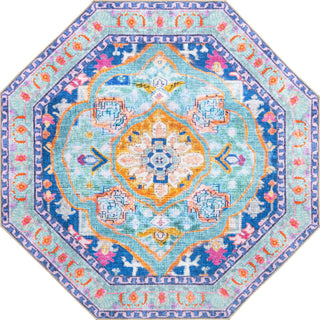 Unique Loom Timeless LEO-RVVL14 Blue Area Rug Octagon Top-down Image