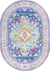 Unique Loom Timeless LEO-RVVL14 Blue Area Rug Oval Top-down Image