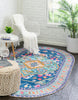 Unique Loom Timeless LEO-RVVL14 Blue Area Rug Oval Lifestyle Image