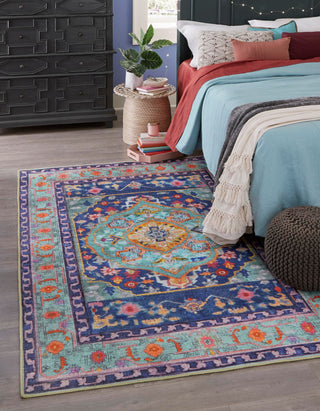 Unique Loom Timeless LEO-RVVL14 Blue Area Rug Rectangle Lifestyle Image