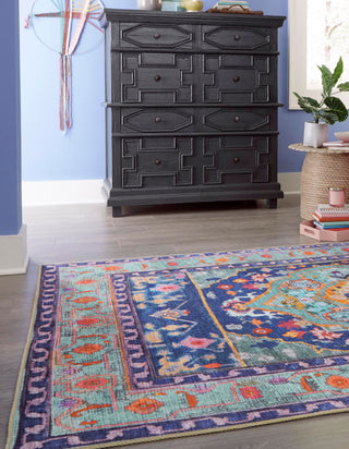 Unique Loom Timeless LEO-RVVL14 Blue Area Rug Rectangle Lifestyle Image