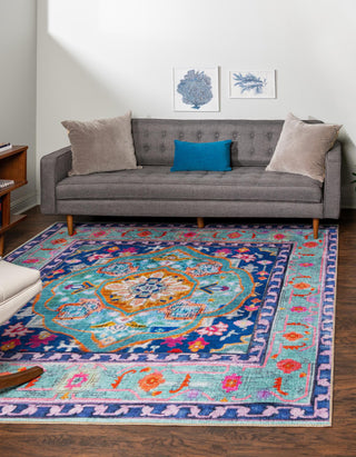 Unique Loom Timeless LEO-RVVL14 Blue Area Rug Square Lifestyle Image