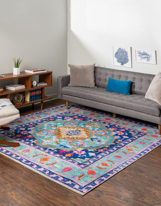 Unique Loom Timeless LEO-RVVL14 Blue Area Rug Square Lifestyle Image