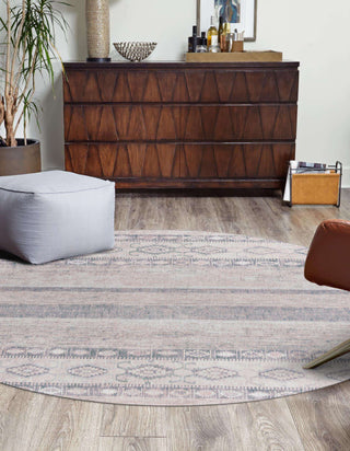 Unique Loom Timeless LEO-RVVL15 Gray Area Rug Round Lifestyle Image