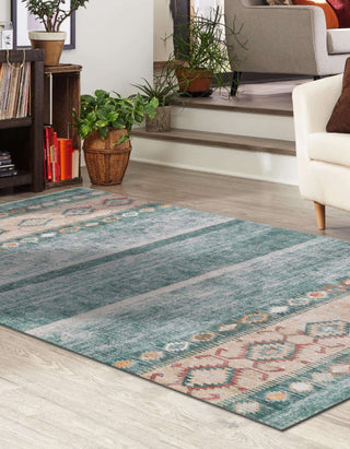 Unique Loom Timeless LEO-RVVL15 Green Area Rug Rectangle Lifestyle Image