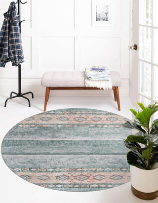 Unique Loom Timeless LEO-RVVL15 Green Area Rug Round Lifestyle Image