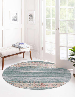 Unique Loom Timeless LEO-RVVL15 Green Area Rug Round Lifestyle Image