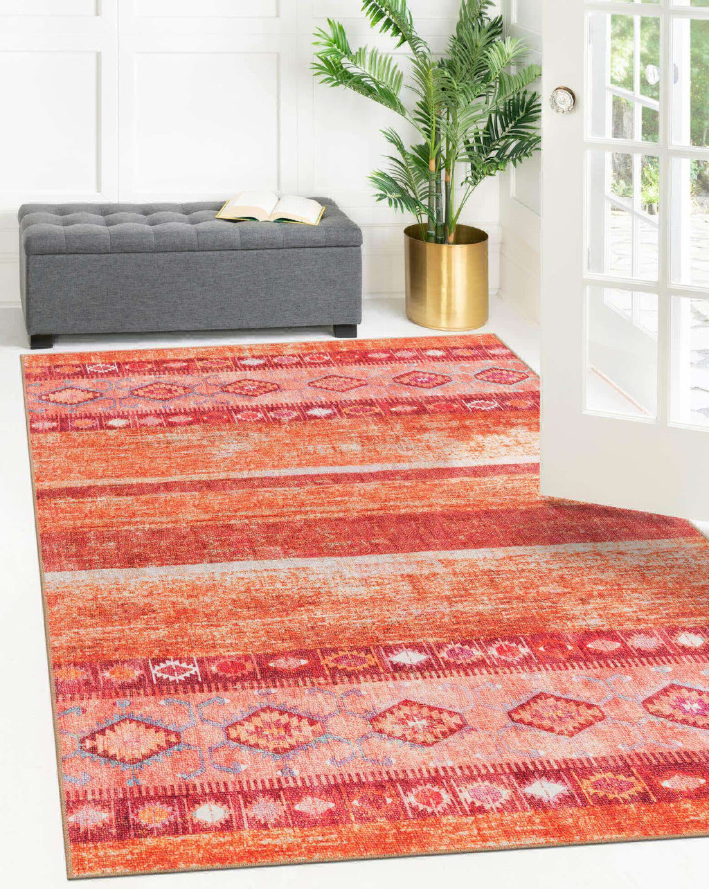 Unique Loom Timeless LEO-RVVL15 Rust Red Area Rug Rectangle Lifestyle Image Feature