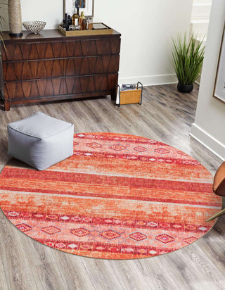 Unique Loom Timeless LEO-RVVL15 Rust Red Area Rug Round Lifestyle Image