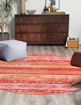 Unique Loom Timeless LEO-RVVL15 Rust Red Area Rug Round Lifestyle Image