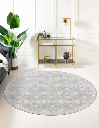 Unique Loom Timeless LEO-RVVL16 Gray Area Rug Round Lifestyle Image