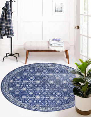 Unique Loom Timeless LEO-RVVL16 Navy Blue Area Rug Round Lifestyle Image