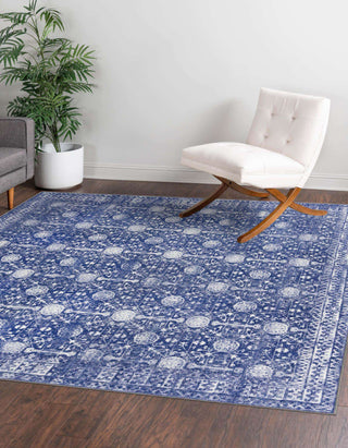 Unique Loom Timeless LEO-RVVL16 Navy Blue Area Rug Square Lifestyle Image