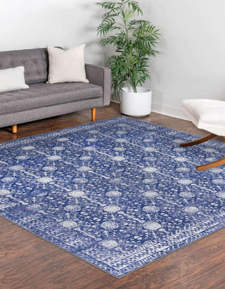 Unique Loom Timeless LEO-RVVL16 Navy Blue Area Rug Square Lifestyle Image