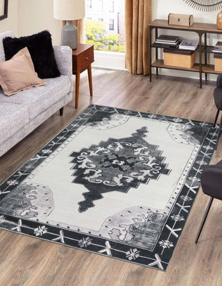 Unique Loom Timeless LEO-RVVL2 Black Area Rug Rectangle Lifestyle Image Feature