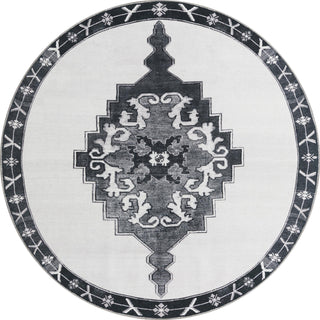 Unique Loom Timeless LEO-RVVL2 Black Area Rug Round Top-down Image