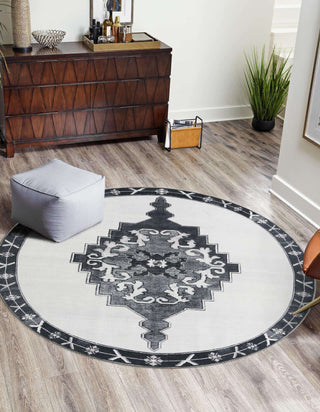 Unique Loom Timeless LEO-RVVL2 Black Area Rug Round Lifestyle Image