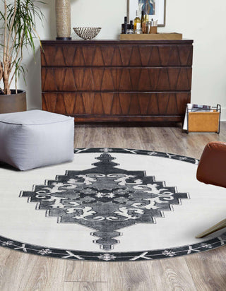 Unique Loom Timeless LEO-RVVL2 Black Area Rug Round Lifestyle Image