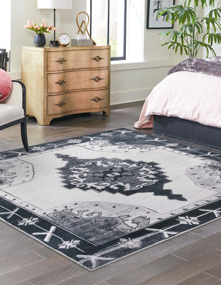 Unique Loom Timeless LEO-RVVL2 Black Area Rug Square Lifestyle Image