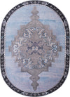 Unique Loom Timeless LEO-RVVL2 Blue Gray Area Rug Oval Top-down Image