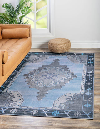 Unique Loom Timeless LEO-RVVL2 Blue Gray Area Rug Rectangle Lifestyle Image