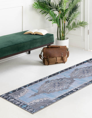 Unique Loom Timeless LEO-RVVL2 Blue Gray Area Rug Runner Lifestyle Image