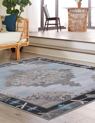 Unique Loom Timeless LEO-RVVL2 Blue Gray Area Rug Square Lifestyle Image