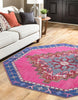 Unique Loom Timeless LEO-RVVL2 Fuchsia Area Rug Octagon Lifestyle Image Feature