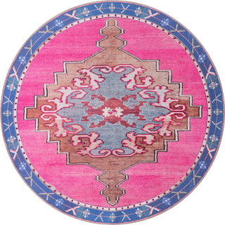 Unique Loom Timeless LEO-RVVL2 Fuchsia Area Rug Round Top-down Image